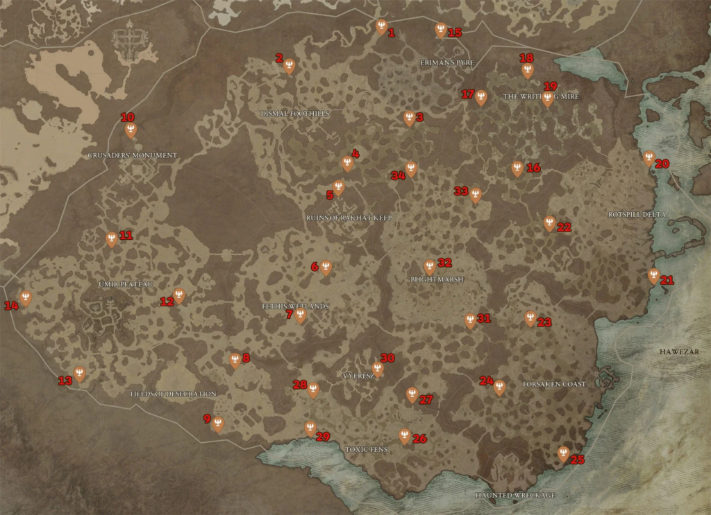 Diablo 4 map Hawezar