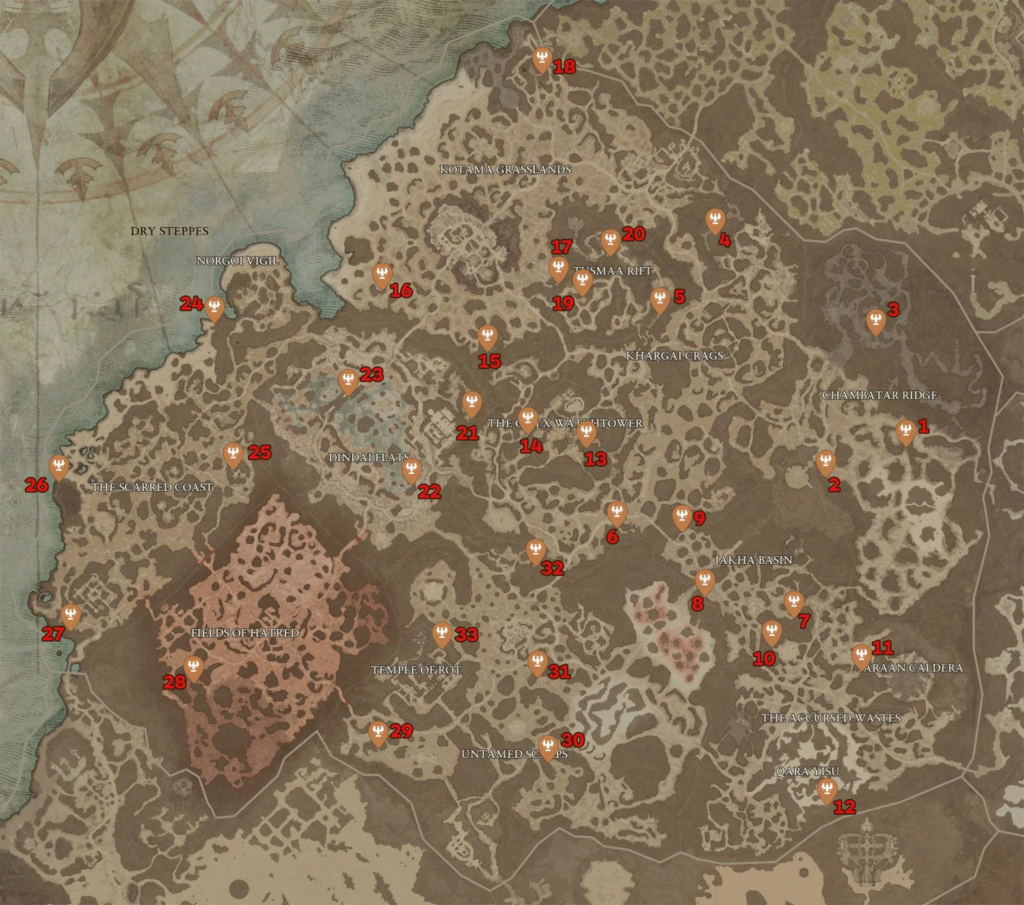 Dry Steppes Diablo 4 map