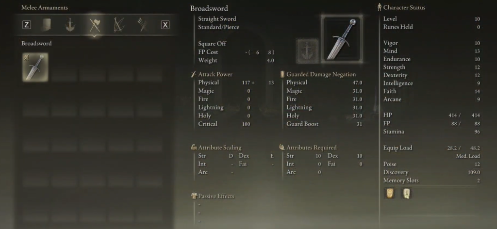 Elden Ring Weapon Straight Sword 1